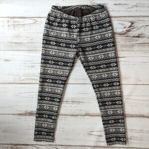 Just Cozy Snowflake Fleece Lined Fairisle Leggings Gray Plus One Size